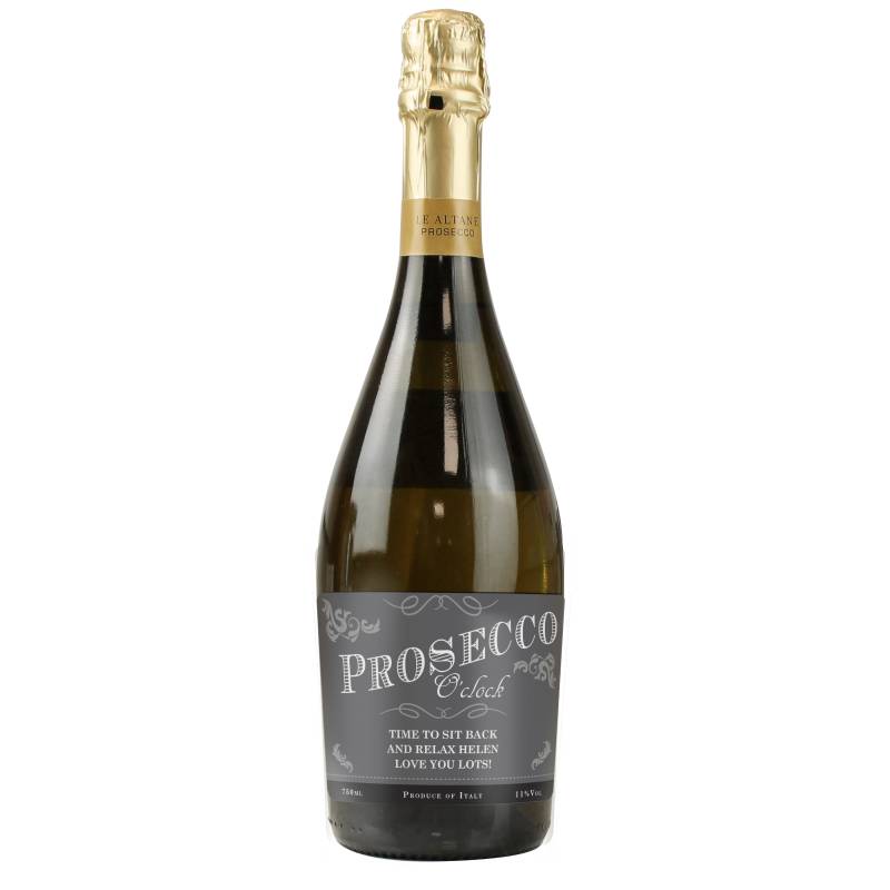 Personalised 'Prosecco O'Clock' Bottle of Prosecco