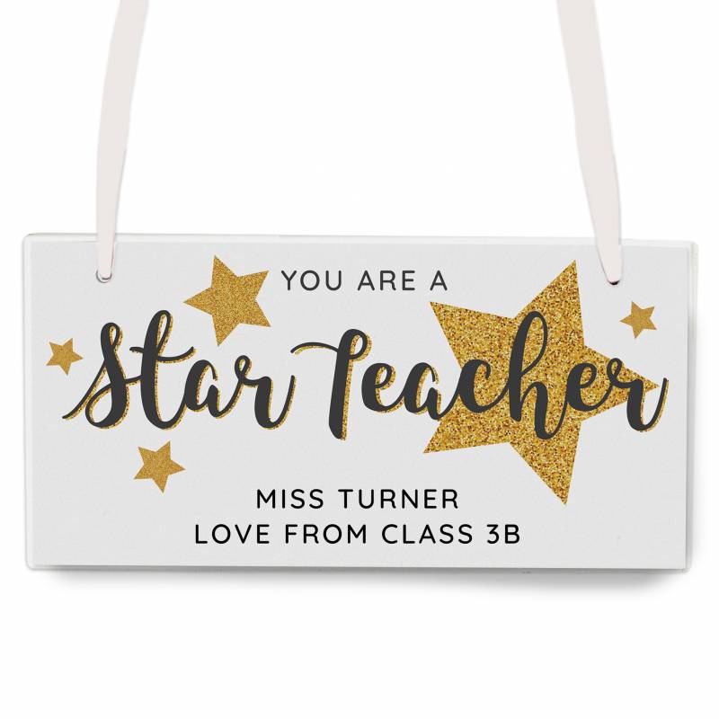 Personalised ""You Are A Star Teacher"" Wooden Sign