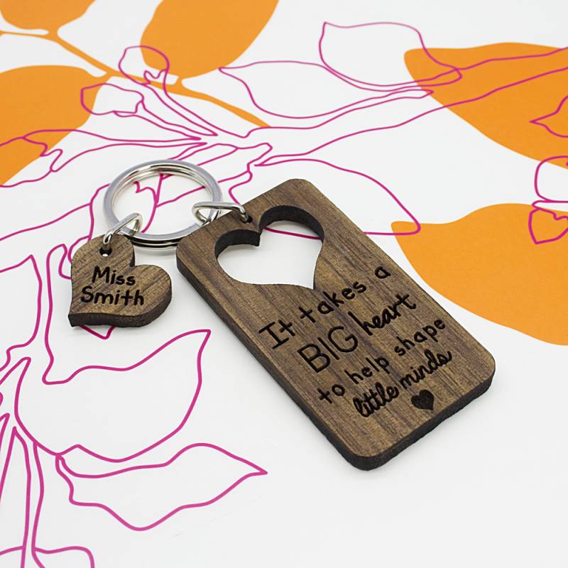 Personalised It Takes A Big Heart Teachers Keyring